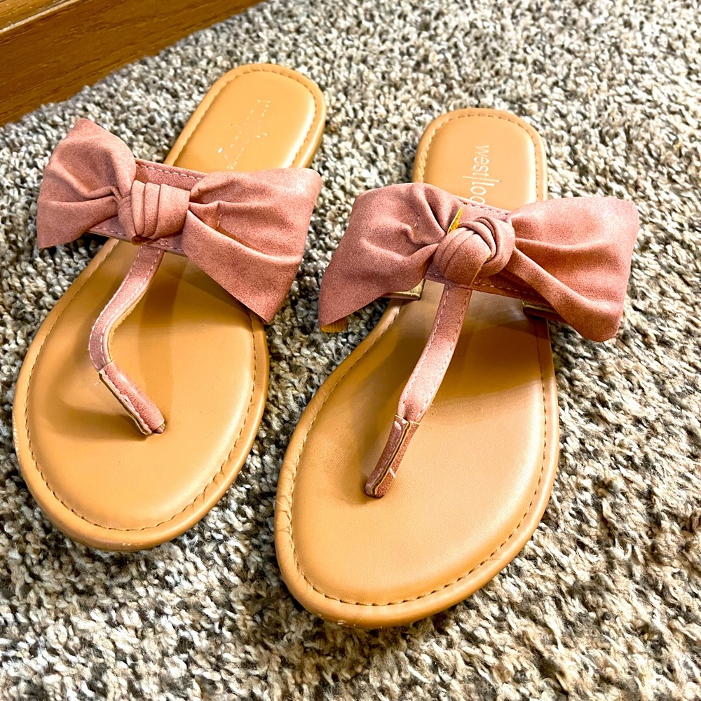 West Loop Pink Bow Flip Flops